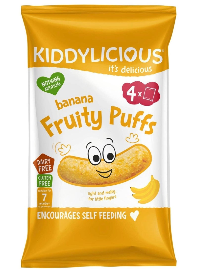 Kiddylicious Banana Fruity Puffs 7+Months 4X10G - Image 1